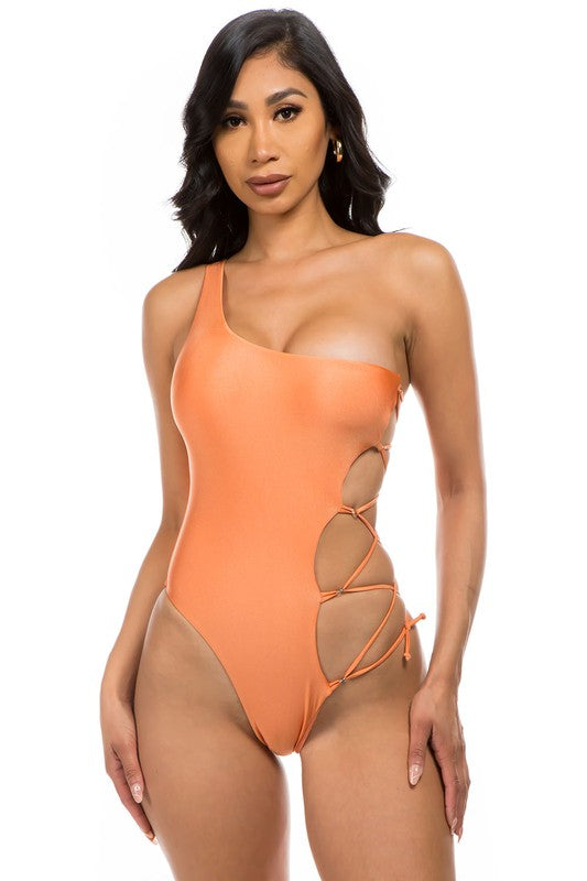 Kris Kross One-Shoulder Swimsuit – Adjustable Side Cut-Out Design